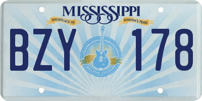 MS license plate BZY178