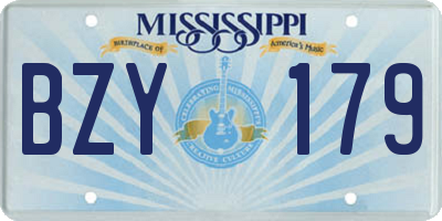 MS license plate BZY179