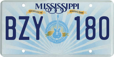 MS license plate BZY180