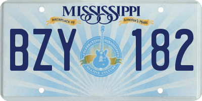 MS license plate BZY182