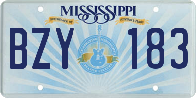 MS license plate BZY183