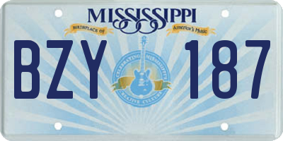 MS license plate BZY187