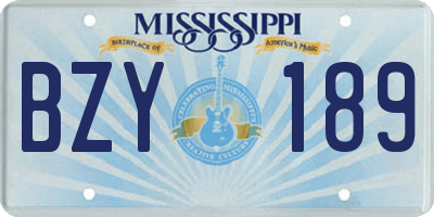 MS license plate BZY189