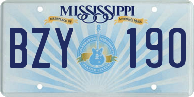 MS license plate BZY190