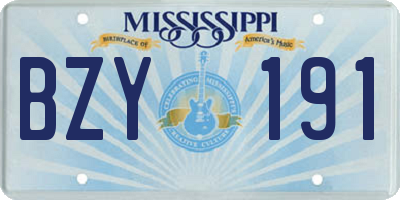 MS license plate BZY191