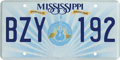 MS license plate BZY192