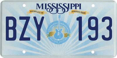 MS license plate BZY193
