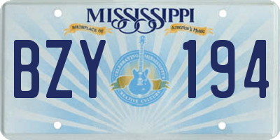 MS license plate BZY194
