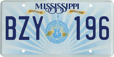 MS license plate BZY196