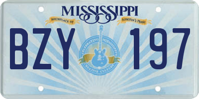 MS license plate BZY197
