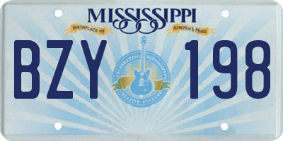 MS license plate BZY198