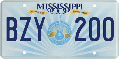MS license plate BZY200