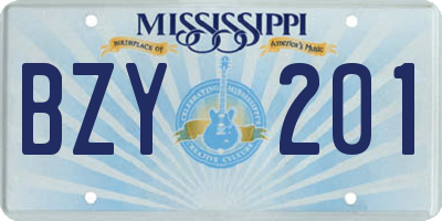 MS license plate BZY201