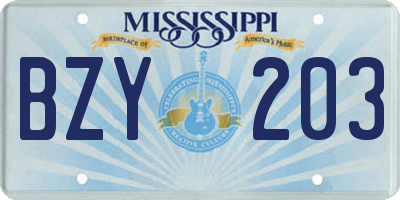 MS license plate BZY203