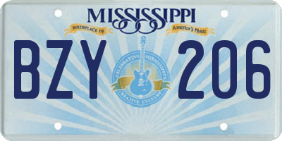 MS license plate BZY206