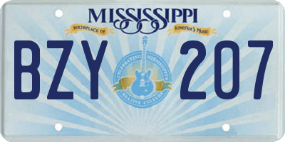 MS license plate BZY207