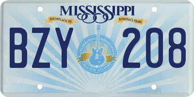 MS license plate BZY208