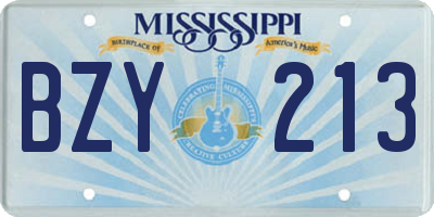 MS license plate BZY213
