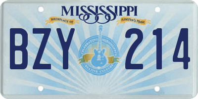MS license plate BZY214