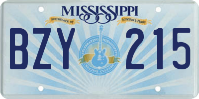 MS license plate BZY215