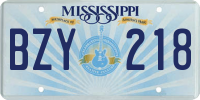 MS license plate BZY218