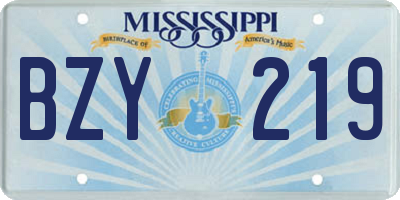 MS license plate BZY219