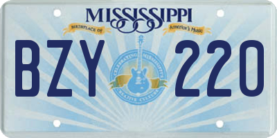 MS license plate BZY220