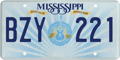 MS license plate BZY221