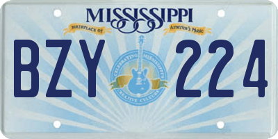 MS license plate BZY224