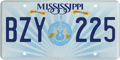 MS license plate BZY225