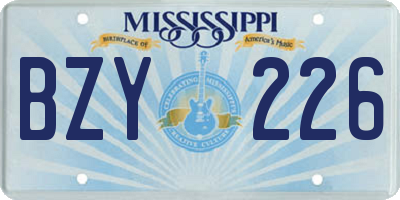 MS license plate BZY226