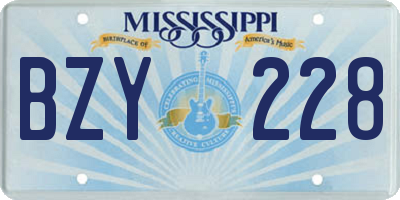 MS license plate BZY228