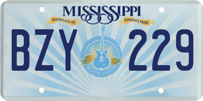 MS license plate BZY229