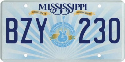MS license plate BZY230