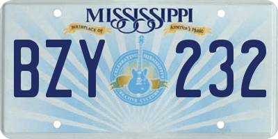 MS license plate BZY232