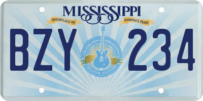 MS license plate BZY234