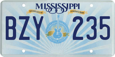 MS license plate BZY235