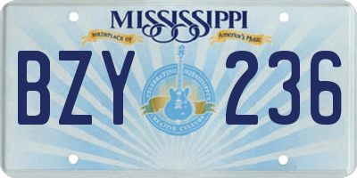 MS license plate BZY236