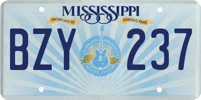 MS license plate BZY237