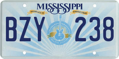 MS license plate BZY238