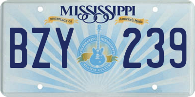 MS license plate BZY239