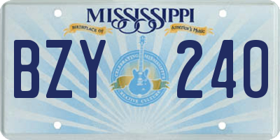 MS license plate BZY240