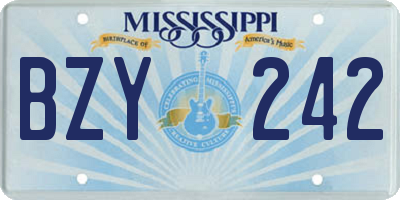 MS license plate BZY242