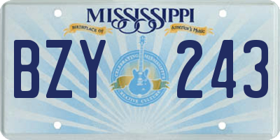 MS license plate BZY243