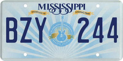 MS license plate BZY244