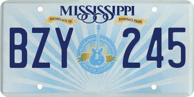 MS license plate BZY245