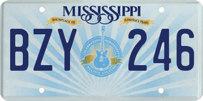 MS license plate BZY246