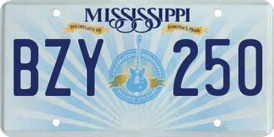 MS license plate BZY250
