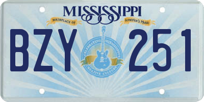 MS license plate BZY251