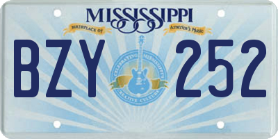MS license plate BZY252